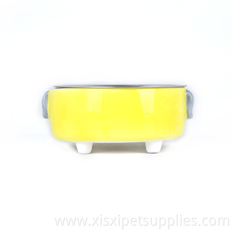 Pet Supplier OEM ODM Ceramic Holder Metal Pet Feeding Dog Bowl